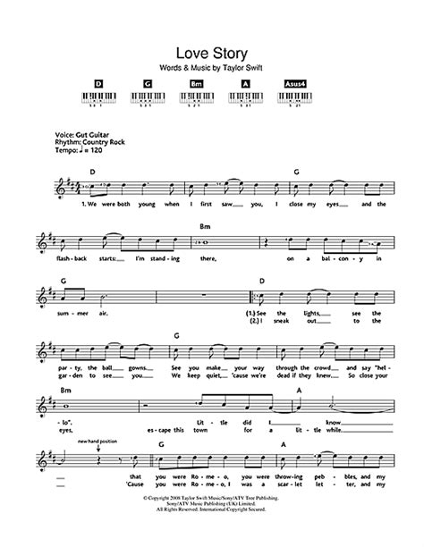 Taylor Swift Love Story Sheet Music And Printable Pdf Music Notes