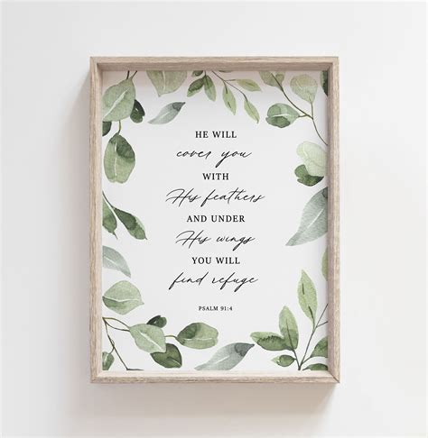 Psalm He Will Cover You Bible Verse Wall Art Printable Etsy