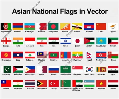 All Asian Country Flags With Names 50 Images In Vector Format