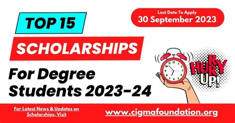 Top 15 Scholarships For Degree Ug Students September 2023 24