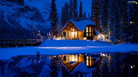 Mountains Floodlit Province Of British Columbia Winter Canada