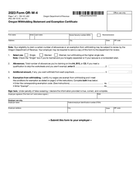 Oregon State W4 Form 2023 Printable Forms Free Online