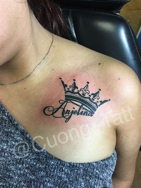 Fine Line Lettering With Crown Tattoo Wife Name Tattoo Name With