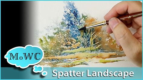 Spontaneous Landscape Watercolor Painting Using Spatter Watercolor