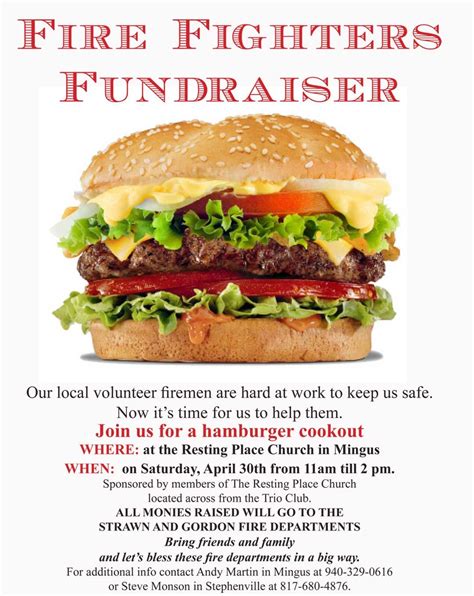 Firefighter-Fundraiser-Flyer | Grilled hamburger recipes, Healthy food ...