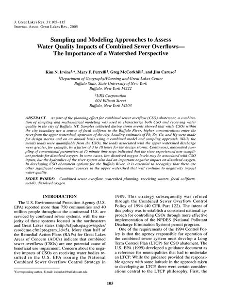 pdf sampling and modeling approaches to assess water quality impacts of combined sewer