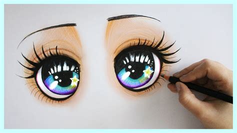 Drawing Tutorial How To Draw And Color Sparkly Blue Eyes Youtube