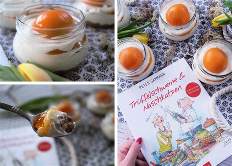 Käsekuchen im Glas mit Pfirsich gepaart mit kulinarischen Weisheiten