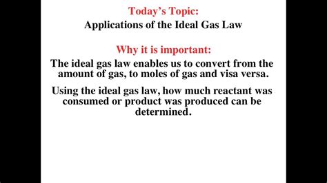 At high temperatures and low pressures, gases behave close to ideally. Applications of the Ideal Gas Law - YouTube