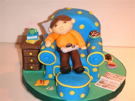 Final price will be determined by. Sleeping Dad - Fondant covered pound cake chair, table and ...