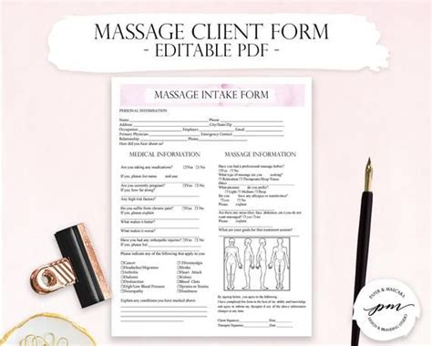 Editable Massage New Client Forms Massage Therapist Business Planner Whats Included Massage