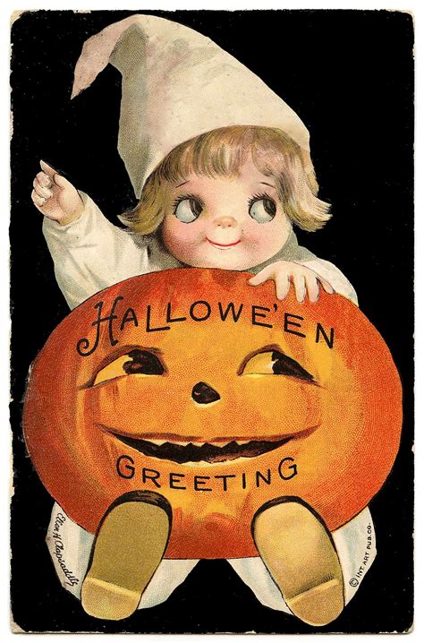 Vintage Halloween Clip Art Googly Eye Pumpkin Girl The Graphics Fairy