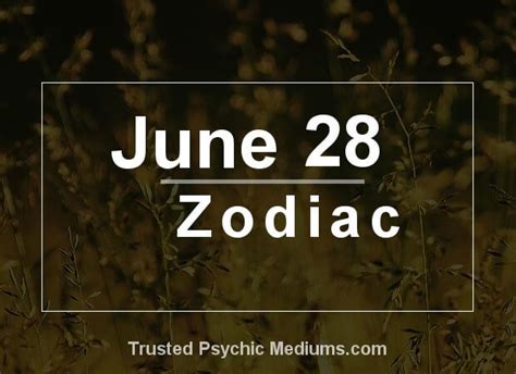 You are just being over sensitive with your family and you will need to take a step back to balance finances. June 28 Zodiac - Complete Birthday Horoscope & Personality ...