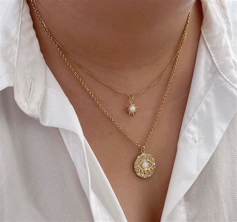 Gold Opal Celestial Star Necklace North Star Necklace Gold Etsy