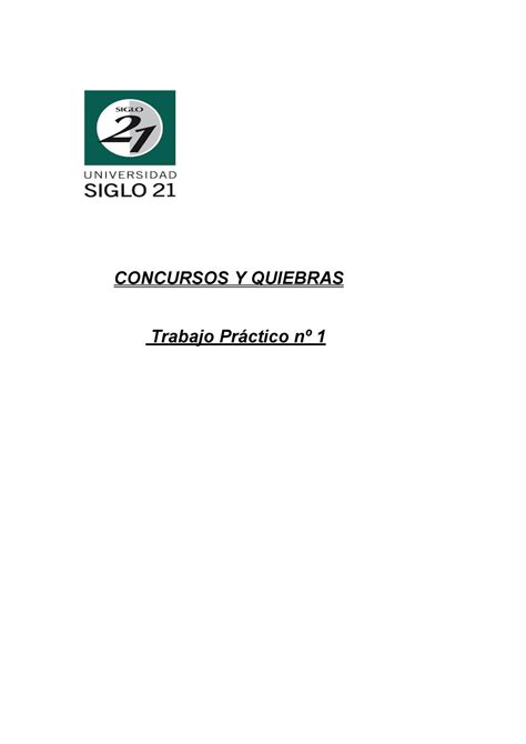 Tp 1 C Y Q 1 Tp 1 Obligatorio Concursos Y Quiebras Concursos Y