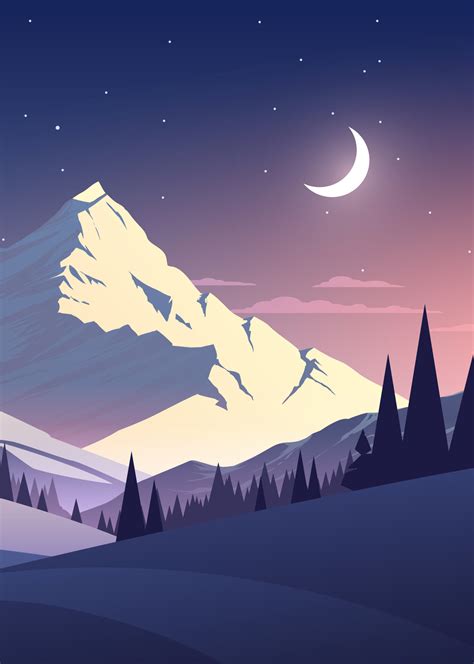 1536x2152 Resolution Night Mountains Summer Illustration 1536x2152