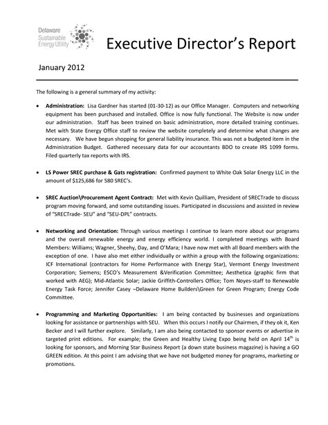 Executive Director Report | Templates at allbusinesstemplates.com