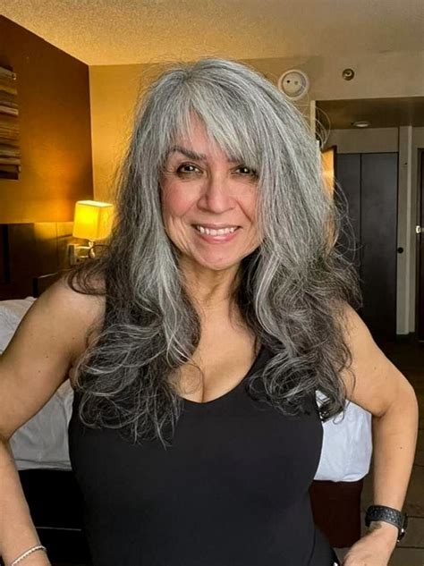 pin by guillermo gamez on fine ladies in 2023 grey hair with bangs long silver hair