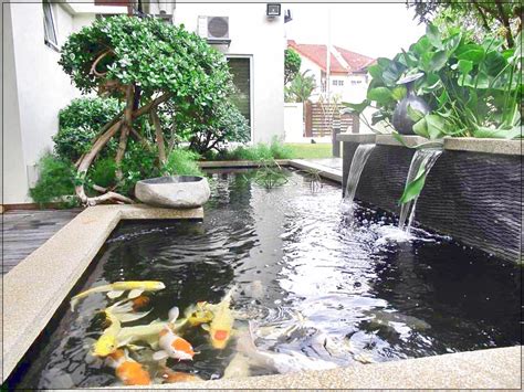 Memilih kolam koi minimalis yang terbuat dari aquarium umumnya dapat memakai ukuran kurang lebih tinggi 50 cm dan lebar sekitar 1 meter serta panjang 1.5 meter. Kolam Ikan di Teras Rumah Minimalis Bernuansa Alam yang Indah