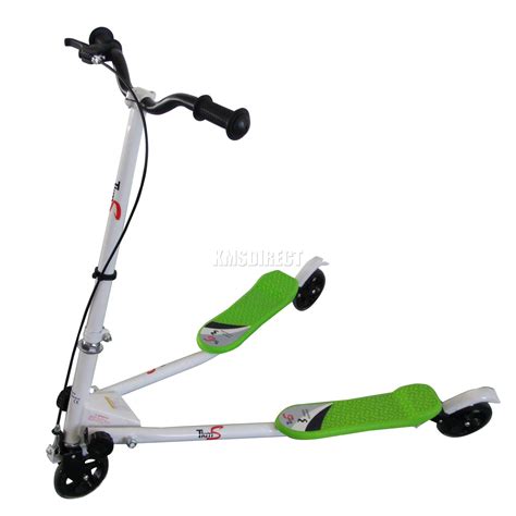 Kid 3 Wheel Mini Tri Slider Motion Winged Push Scooter Green Drifter