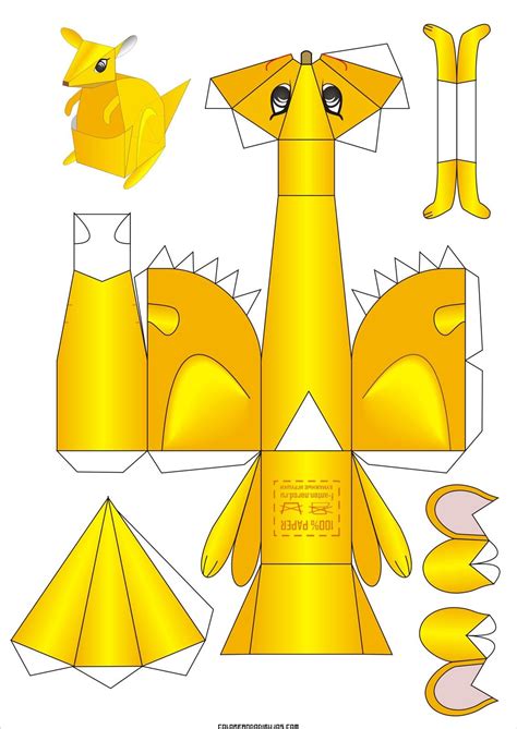 Recortar las figuras y armar. Maqueta de Canguro para recortar y armar - Dibujos para ...