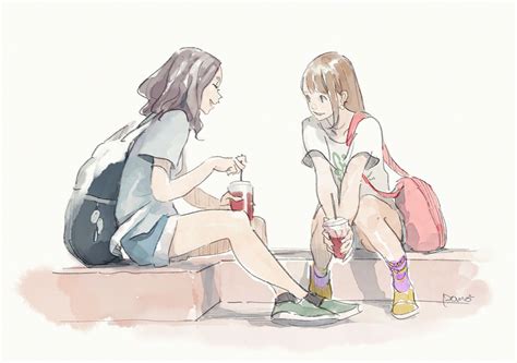 Illustration Anime Art Girl Friend Anime Cute Art