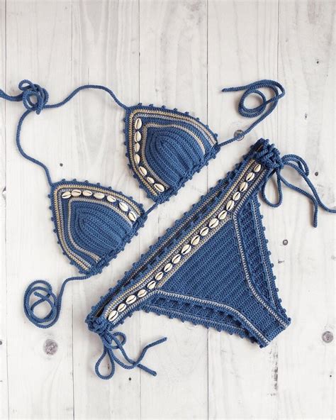 Bikini De Ganchillo Con Conchas De Mar Boho Crochet Traje De Etsy