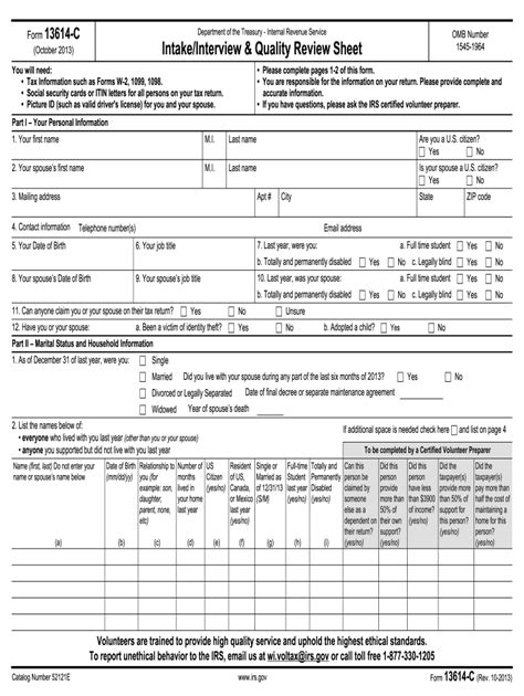2011 Form Irs 13614 C Fill Online Printable Fillable Blank Pdffiller