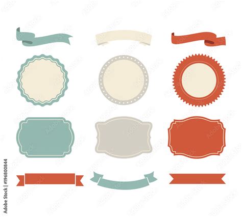 Banner Shape Vector Design Ribbon And Label Tag Vintage Style Stock