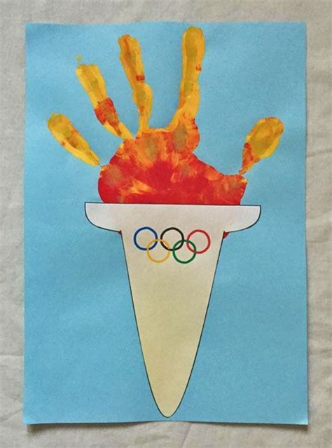 Olympic Handprint Torch Craft Olympic Crafts Olympics Kids Crafts