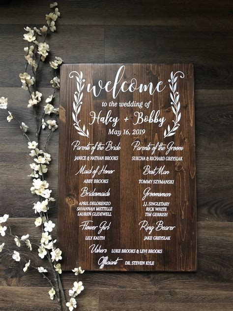 Bridal Party Sign Wedding Program Sign Wedding Welcome Sign