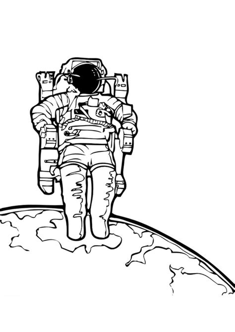 Dibujo de astronauta en la luna para colorear. Dibujo para colorear Astronauta - Img 10036