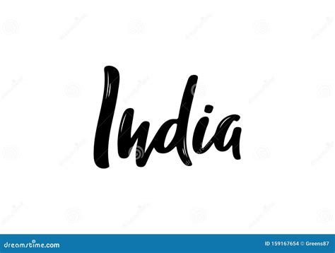 India Handwritten Country Name Stock Vector Illustration Of