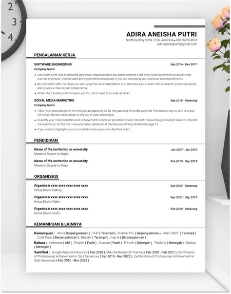 Template CV ATS Friendly Bahasa Indonesia V Gratis