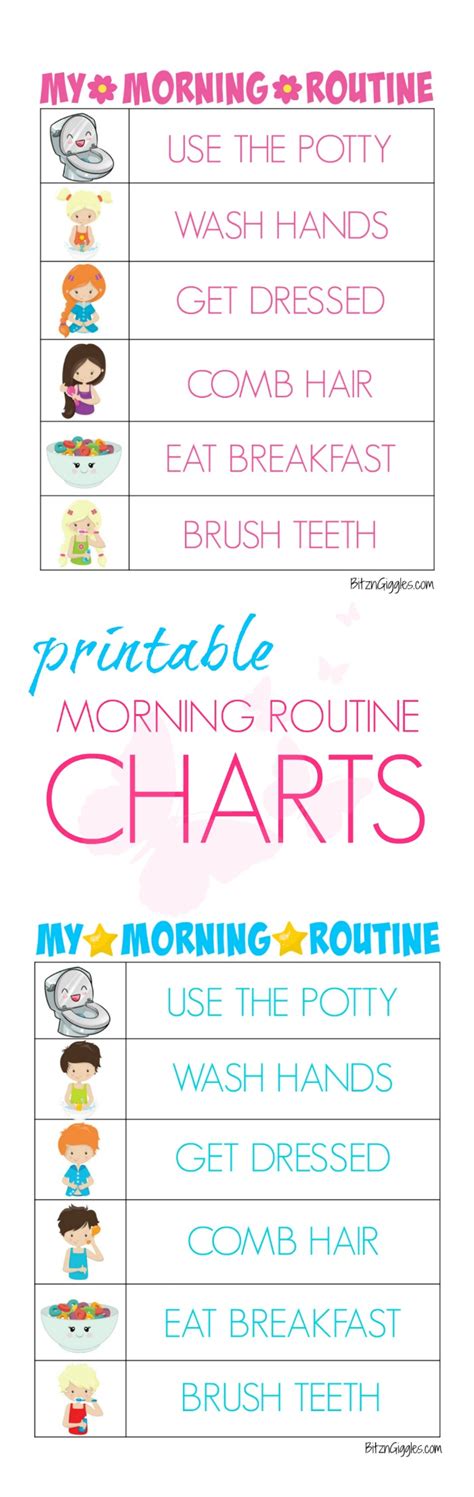 Printable Morning Routine Charts Bitz And Giggles