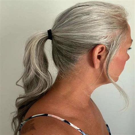 Grey Hair Wavy Culry Ponytail Hair Extension Real Brazilian Remy Hair