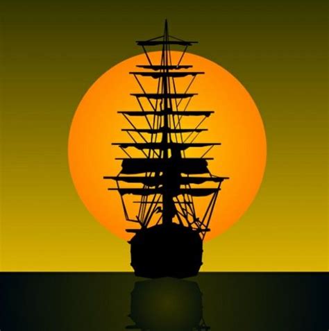 Sailing Ship Silhouette Sunset Vector Graphic Ship Vector Vector Art