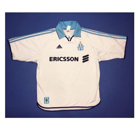 Olympique Marseille Home Football Shirt 1999 2000 Sponsored By Ericsson