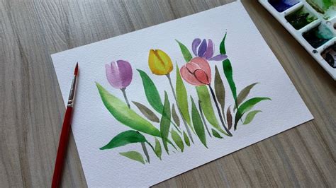 Tulips In Watercolors Painting Tutorial Youtube