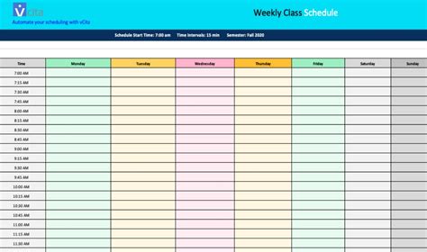 Alternatively, you can write down the notes in excel and then take a print. 15 Minute Increment Weekly Schedule | Ten Free Printable ...