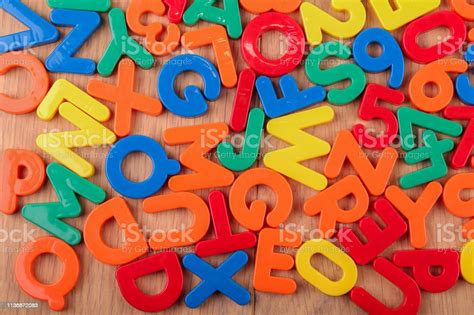 Set Of Coloured Plastic Letters And Numbers Stock Photo Download