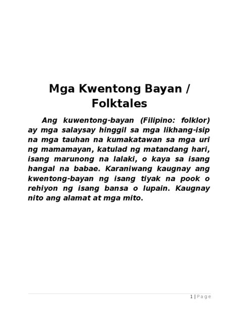 Ano Ang Kwentong Bayan Magbigay Ng Halimbawa