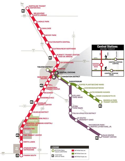 Map Of Houston Metro Metro Lines And Metro Stations Of Houston