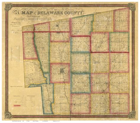 Delaware County Ohio 1849 Old Map Reprint Old Maps