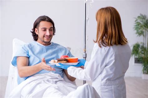 Male Patient Eating Food In The Hospital Stock Image Image Of Breakfast Clinic 155680409