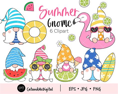 Summer Gnome Clipart Gnome Watermelon Png Beach Gnomes Clipart Etsy