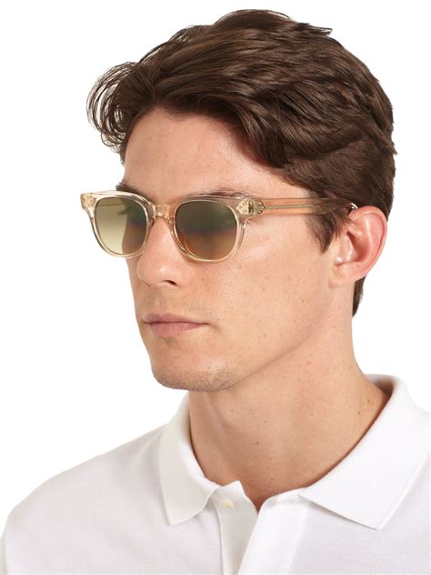 Lyst Oliver Peoples Afton Round Acetate Sunglasses In Brown For Men