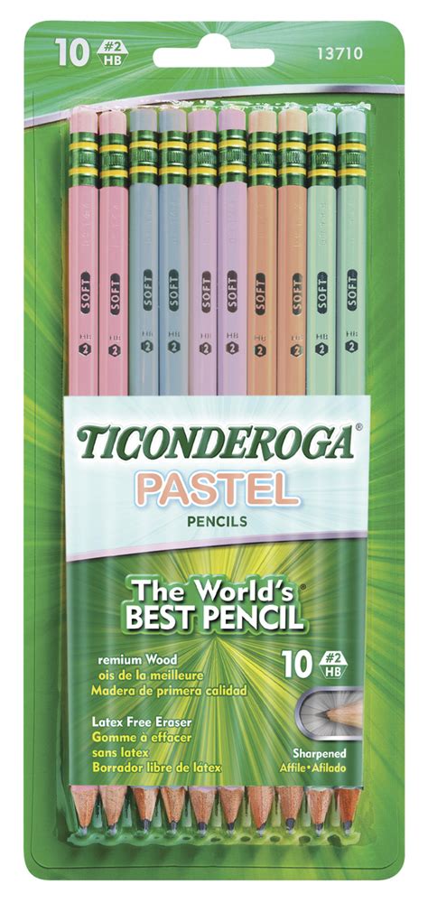 Ticonderoga Wood Cased Pre Sharpened Pencils 2 Hb Soft Pastel Casings