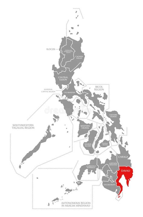 Davao Red Highlighted In Map Of Philippines Stock Illustration