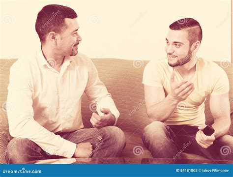 Two Men Talk Stock Photo Image Of Casual Adults Leisure 84181802